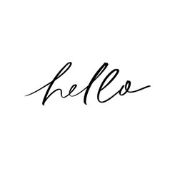 Hello ink brush lettering Royalty Free Vector Image