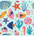 seamless pattern with underwater sea life vector image vector image