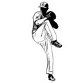 baseball pitcher sketch vector image vector image