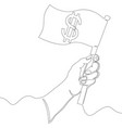 continuous line hand holding a flag with dollar vector image