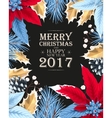christmas card with poincettia vector image vector image