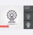 ferris wheel line icon with editable stroke vector image