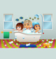 little girls having a bubble bath vector image