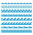 water waves blue borders set marine nautical vector image