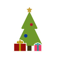 christmas tree gifts flat isolated vector image