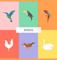origami birds paper craft cut out set vector image