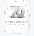 70 years silver number anniversary celebration vector image