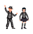 child in a skeleton costume with bones vector image vector image