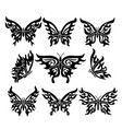 flame butterflies silhouettes set y2k 90s vector image