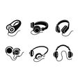 headphones icon set in black on white background vector image