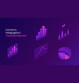 isometric infographics charts and diagrams set vector image