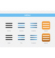 menu icon in different style icons designed vector image vector image