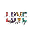 t-shirt design with leopard print slogan vector image
