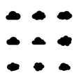 black cloud icons set vector image vector image