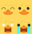 cute yellow duck emotion face set vector image