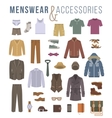 men fashion clothes and accessories flat icons vector image vector image
