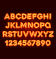 red fluorescent neon font on dark background vector image