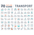 set flat line icons transport vector image