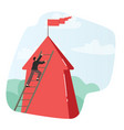 businessman character climb ladder to huge red vector image