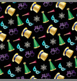 new years eve pattern on black vector image vector image