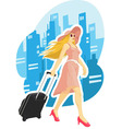 woman tourist travelling with city background vector image vector image