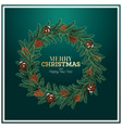 christmas wreath with green fir branch and cones vector image vector image