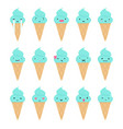set of cute ice cream emoji vector image