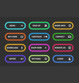 set glow action buttons neon web submit form vector image