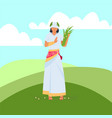 cartoon greek god demeter with plant harvest vector image vector image