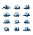 usa cities icons set skyline logo pack vector image