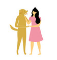 with girl in pink dress and labrador dog vector image