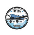 flying academy airplane pilots and aviator school vector image
