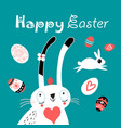 greeting easter card with eggs vector image vector image