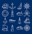 sea collection of ship icons in line style vector image vector image