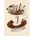 jazz cafe concept with musical instruments vector image