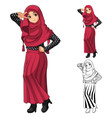 muslim girl fashion wearing red veil or scarf vector image