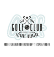 narrow sanserif font and golf club label vector image