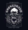 skull with roses grunge print design vector image