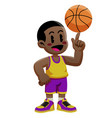 kid spinning basketball ball cartoon vector image vector image