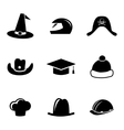 black helmet and hat icons set vector image vector image