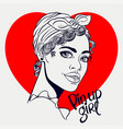 smiling sketch african pin-up girl vector image