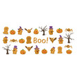 cute cartoon 3d halloween objects pumpkin ghost vector image
