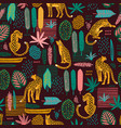 seamless pattern with leopards and abstract vector image vector image