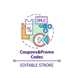 Coupons and promo codes concept icon Royalty Free Vector