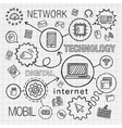 technology hand draw integrated icons set vector image