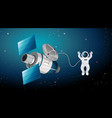 astronaut and satellite scene vector image
