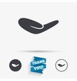 donation hand sign icon charity or endowment vector image