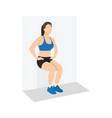 woman doing wall sit exercise flat vector image vector image