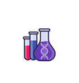biotechnology icon with lab test tubes and dna vector image