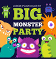 halloween monster party banner template with cute vector image